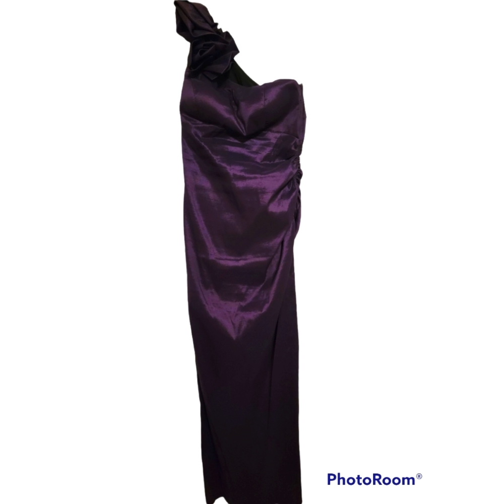 One Shoulder Ruched Side Purple Dress